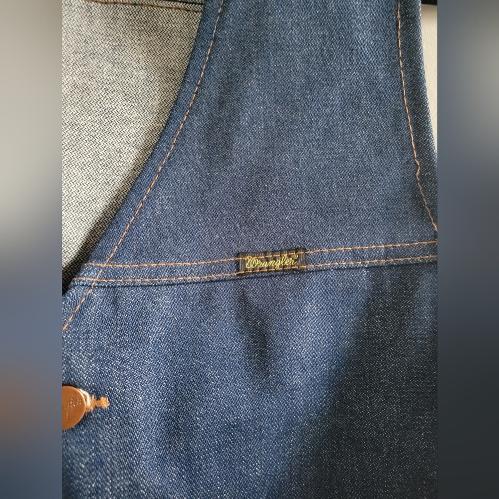 Vintage 70s Wrangler 100% Cotton Denim Vest Size Large (Unisex) - Picture 3 of 8